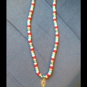 TurquoiseLily Pendant AmericanaColor Bead Necklace